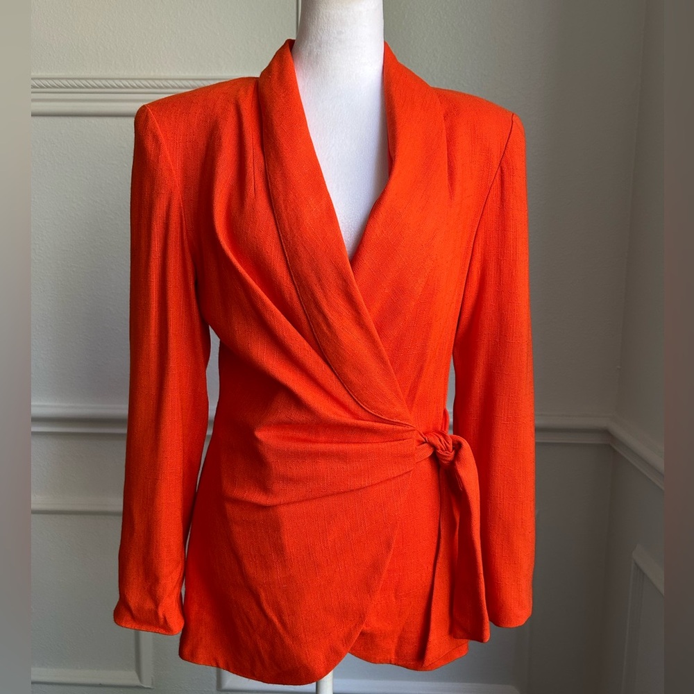 Santa Fe by Anita Kantor Vintage Vibrant Orange Blazer, Size 10
